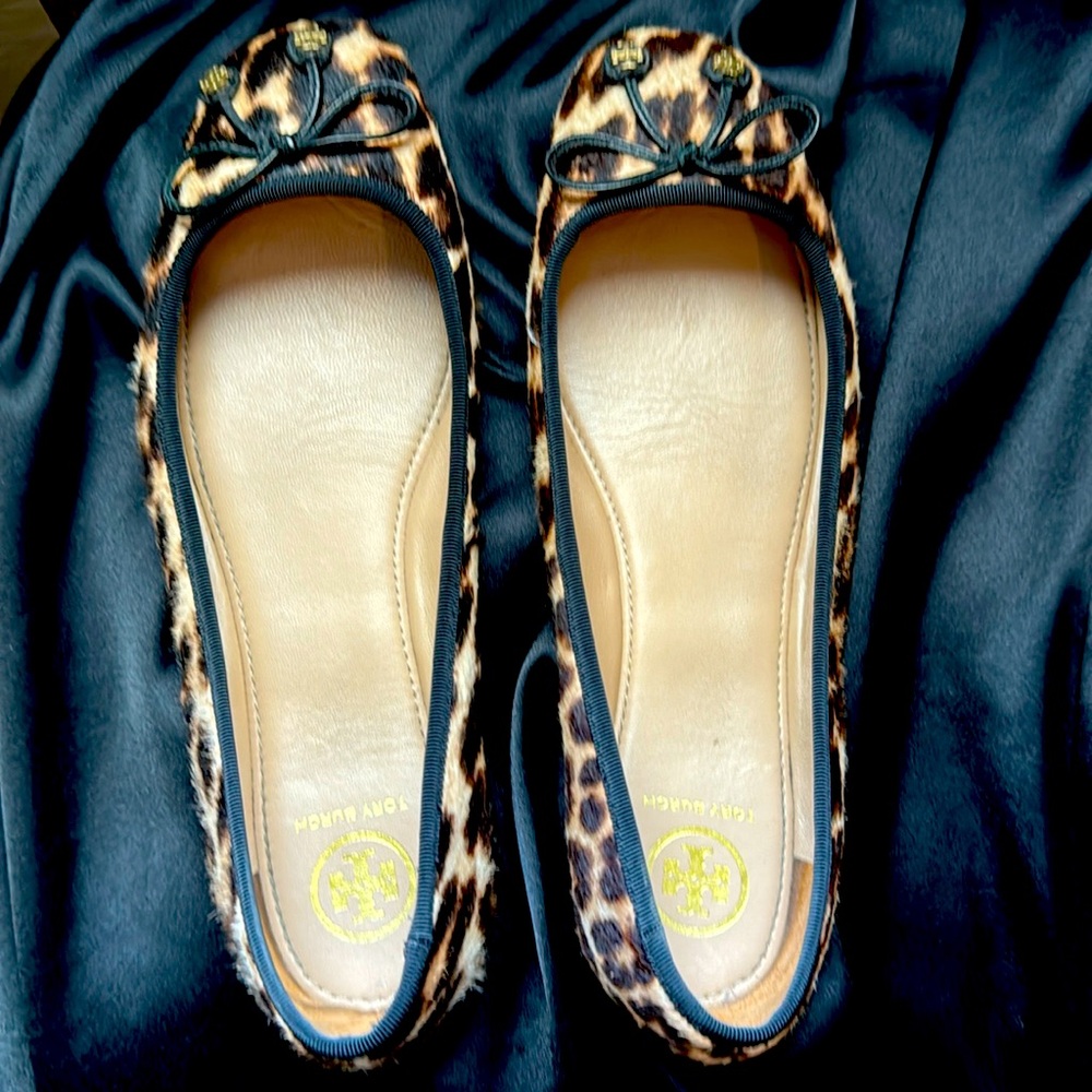 Authentic Tory Burch Laila Driver Ballet Printed Haircalf/Grosgrain